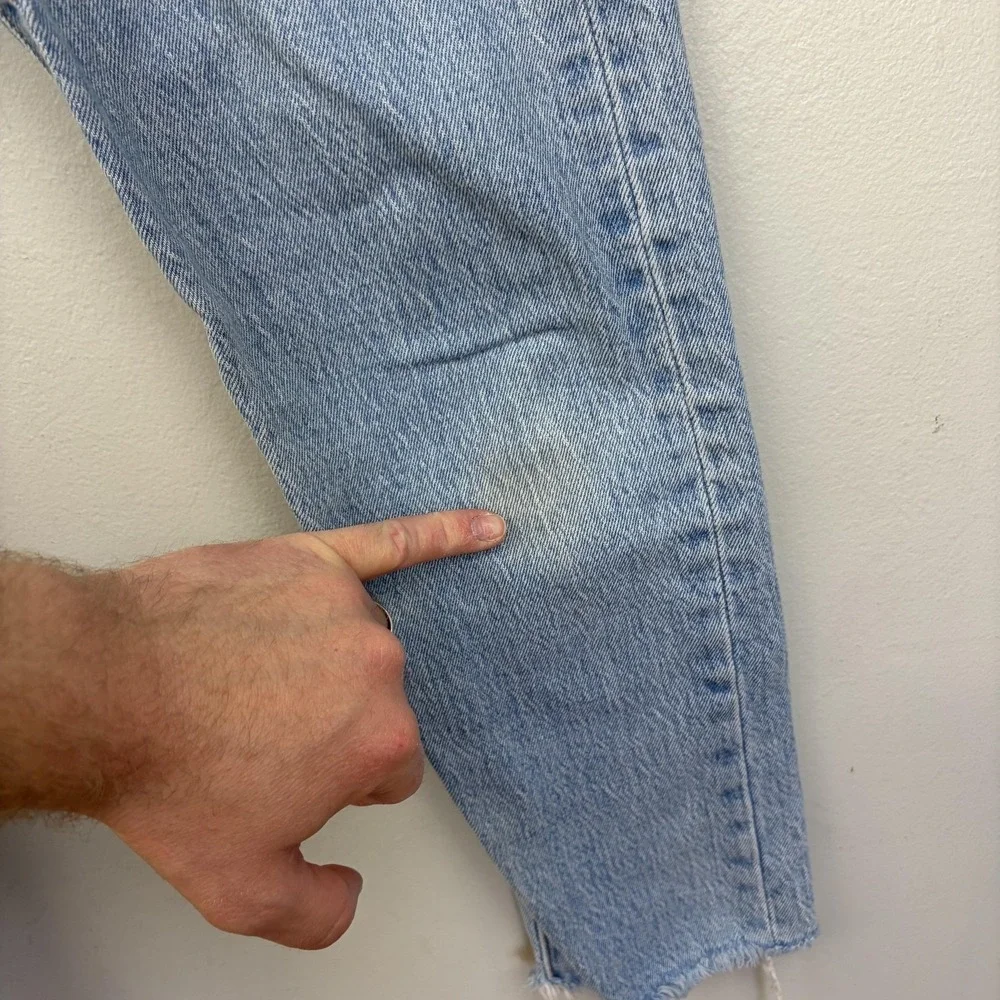 Levis 501 Skinny Jeans Womens 27x28 Light Wash High Rise Slim Raw Hem Button Fly